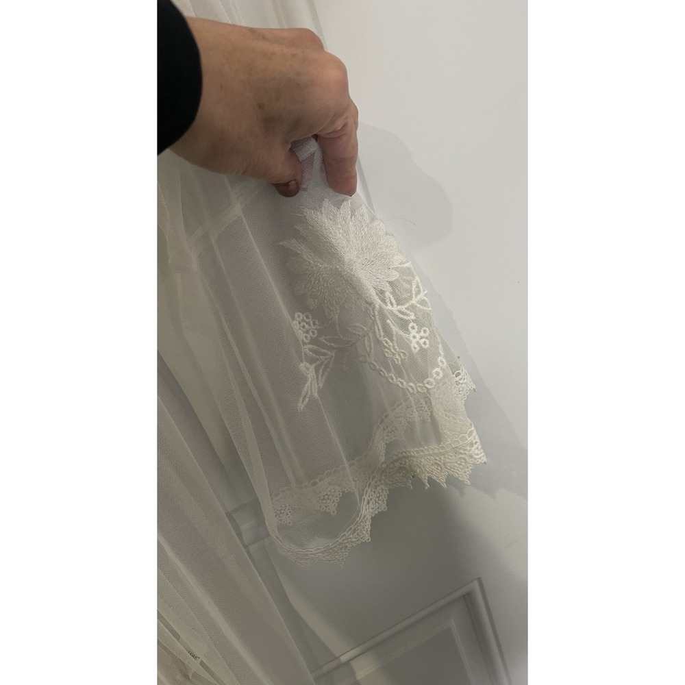 Primark Women's Large Long White Embroidered Lace Sheer Kimono Robe Swim Coverup - Picture 7 of 15